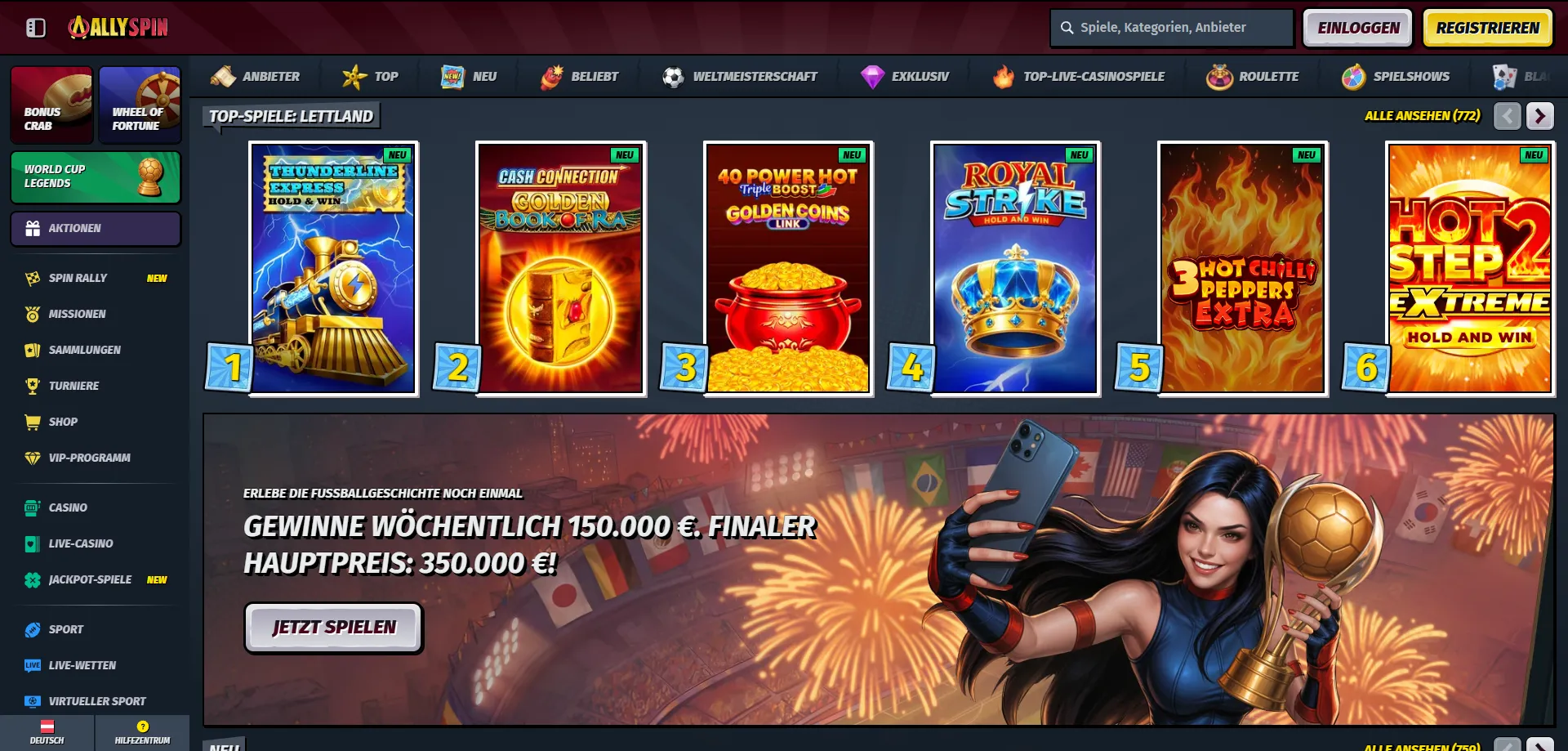 AllySpin Casino Spielautomaten – über 2.973 Slots und Jackpots online
